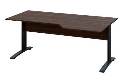 EZK 28 - 186 stůl kancelářský, rohový, pravý, kovová podnož černá, deska 25 mm, široký 1800 mm, ořech královský